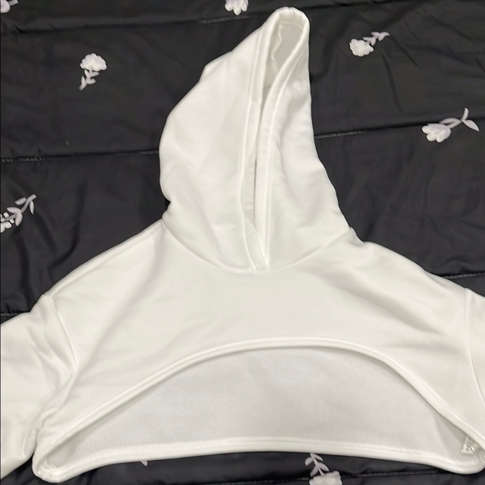 White Cropped Hoodie